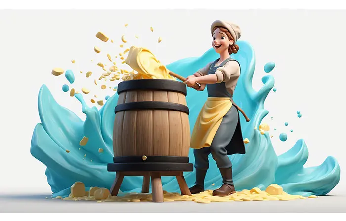 Joyful Female Dairy Worker 3d Character Design Illustration
